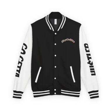 Money Ovr Errthang Trendy Unisex Heavyweight Letterman Jacket with Graphic Design